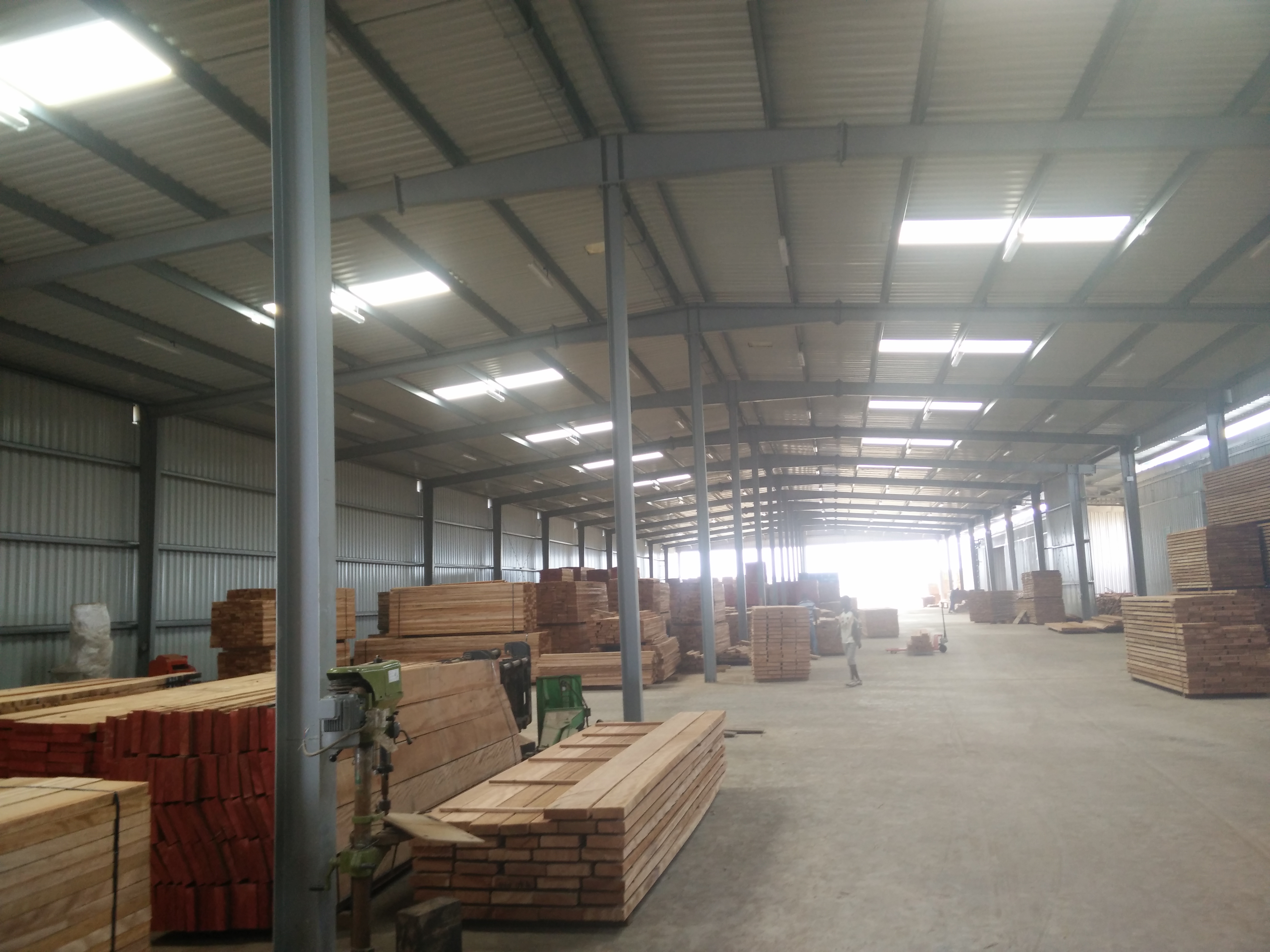 Horizon Wood Timber warehouse with stacked teak wood logs in Gandhidham